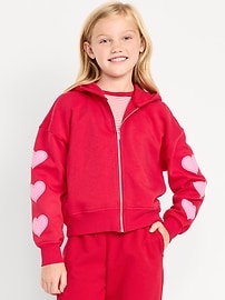 Image number 1 showing, Favorite Fleece Printed Zip-Front Hoodie for Girls