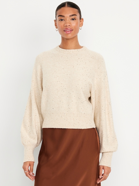 SoSoft Crew-Neck Sequin Sweater - Creme