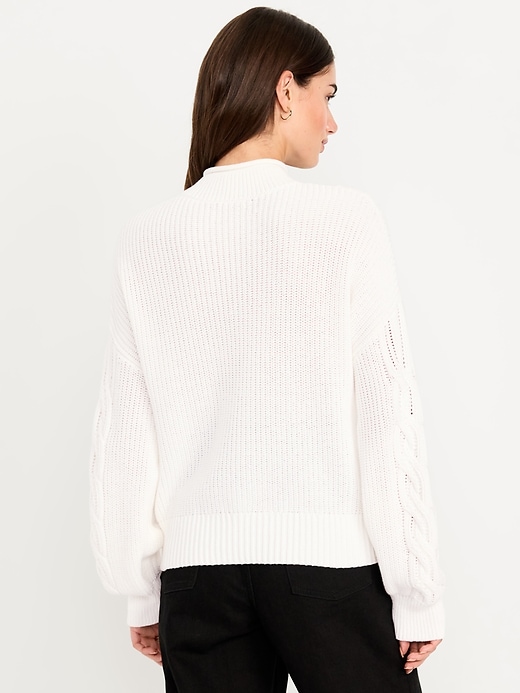 Image number 2 showing, Seaside Cotton Roll-Neck Cable-Knit Sweater