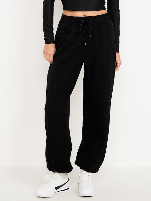 High-Waisted Dynamic Fleece Textured Sweatpants - Blackjack