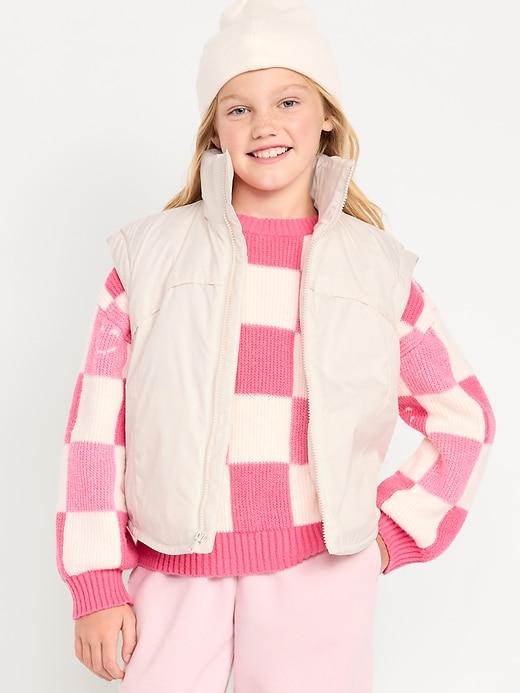 Image number 1 showing, Water-Resistant Quilted Zip-Front Vest for Girls