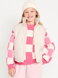 Image number 1 showing, Water-Resistant Quilted Zip-Front Vest for Girls