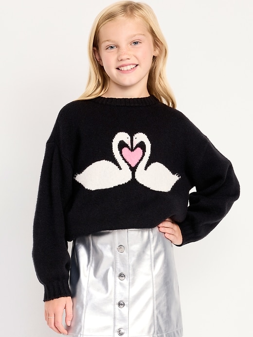 Image number 1 showing, Oversized Valentine's Day Graphic Sweater for Girls