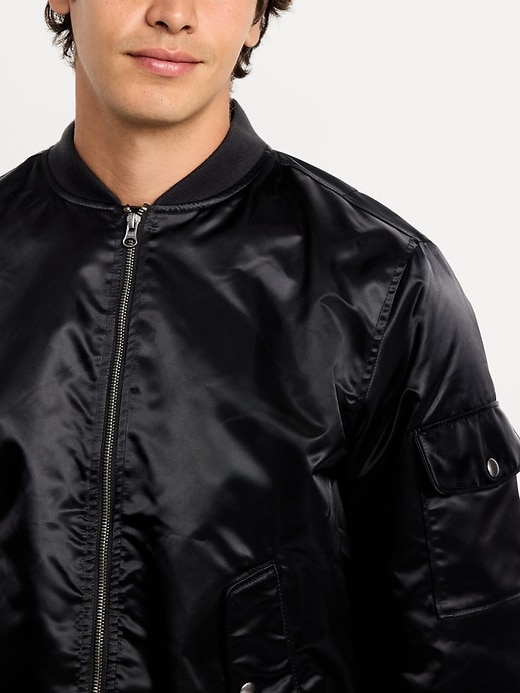 Image number 5 showing, Satin Zip Utility Bomber Jacket
