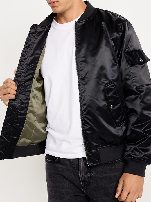 Image number 4 showing, Satin Zip Utility Bomber Jacket