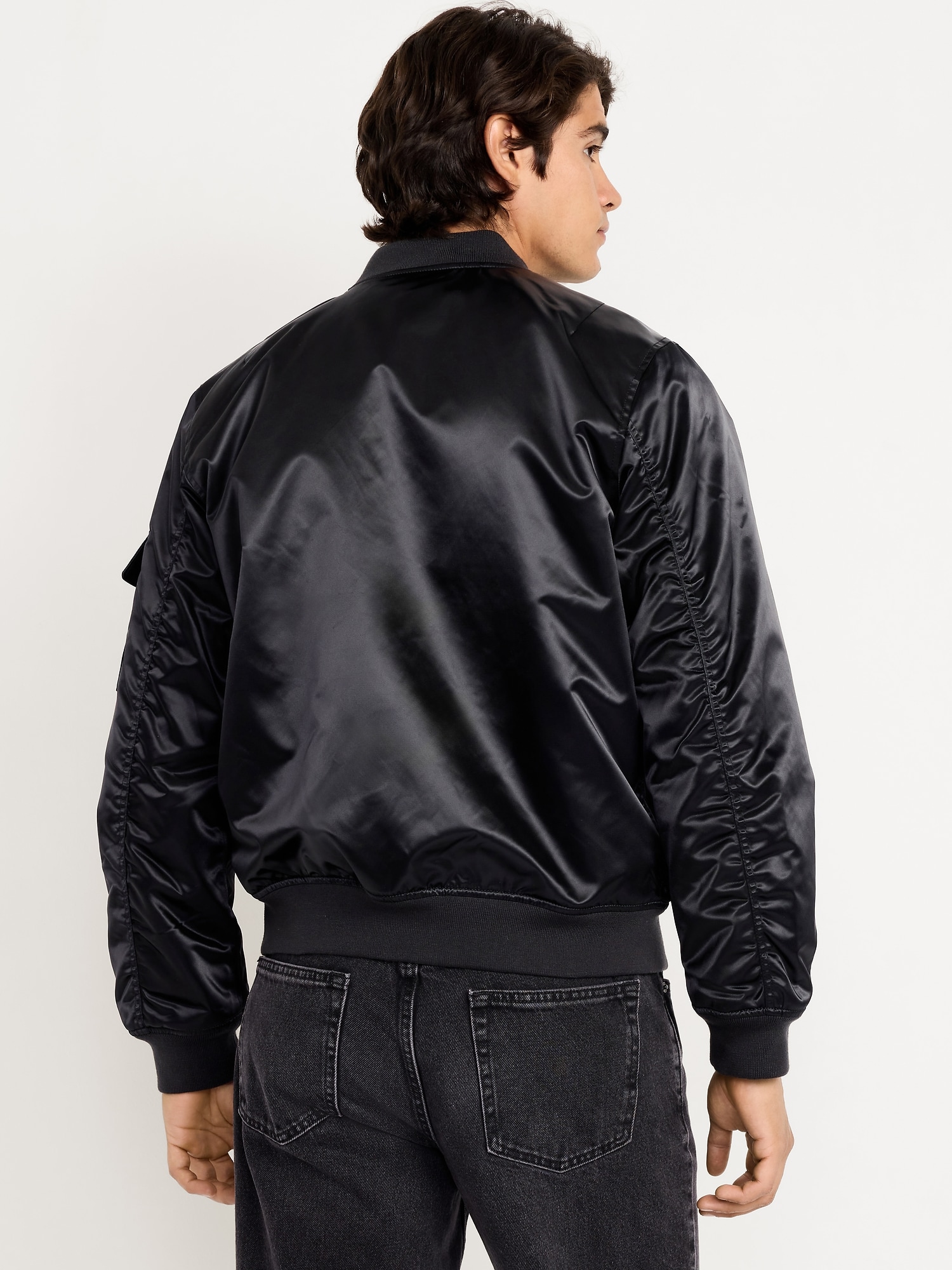 Satin Zip Utility Bomber Jacket | Old Navy