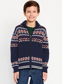Image number 1 showing, Oversized Shawl-Collar Zip Sweater for Boys