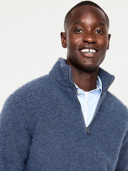 Image number 3 showing, Loose Bouclé Sherpa Quarter-Zip Pullover