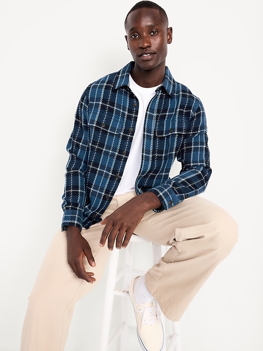 Image number 3 showing, Loose Fit Textured Plaid Pocket Shirt