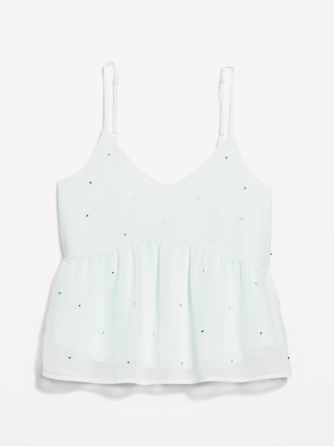 Embellished Cami Peplum Top - Seafoam