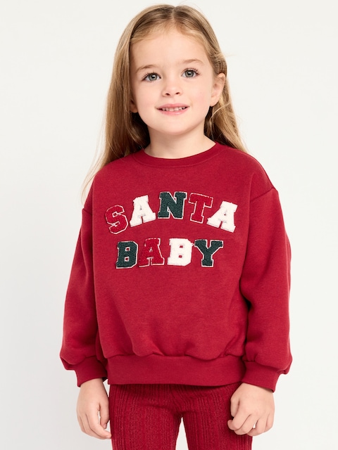 Embroidered Graphic Sweatshirt for Toddler Girls - Santa Baby