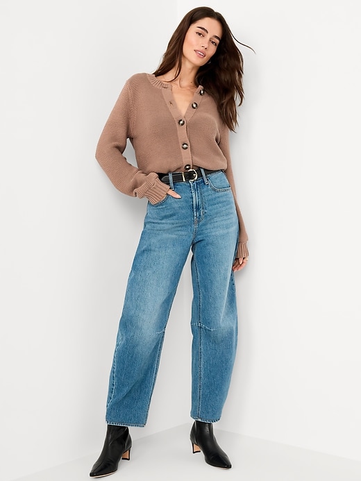 Image number 3 showing, Garter-Knit Cardigan Sweater