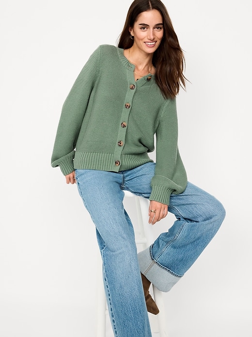 Image number 3 showing, Garter-Knit Cardigan Sweater