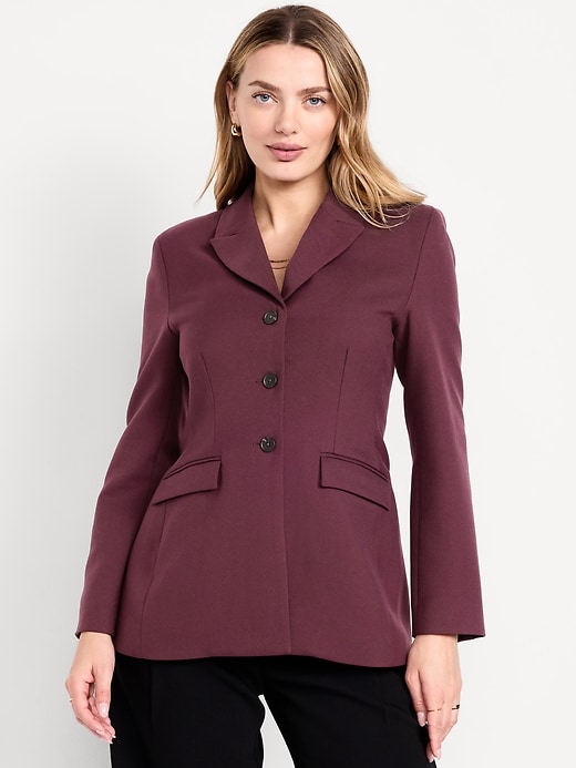 L'image numéro 1 présente Blazer ajusté boutonné sur le devant