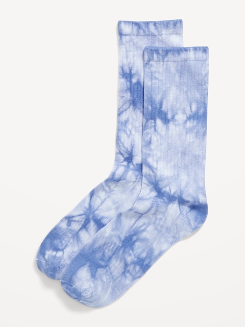 Tie-Dye Crew Socks for Women - Blue Tie