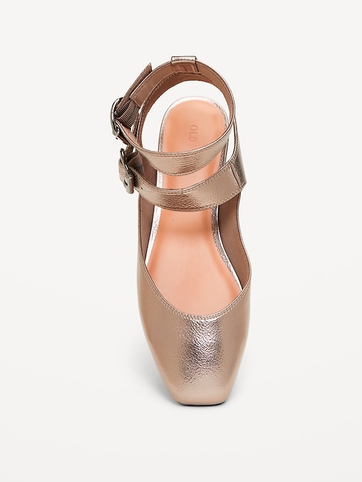 Image number 2 showing, Faux-Leather Double Ankle-Strap Flats for Women