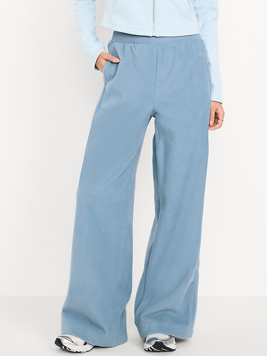 Image number 1 showing, Extra High-Waisted Microfleece Wide-Leg Pants