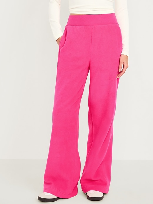 Image number 1 showing, Extra High-Waisted Microfleece Wide-Leg Pants