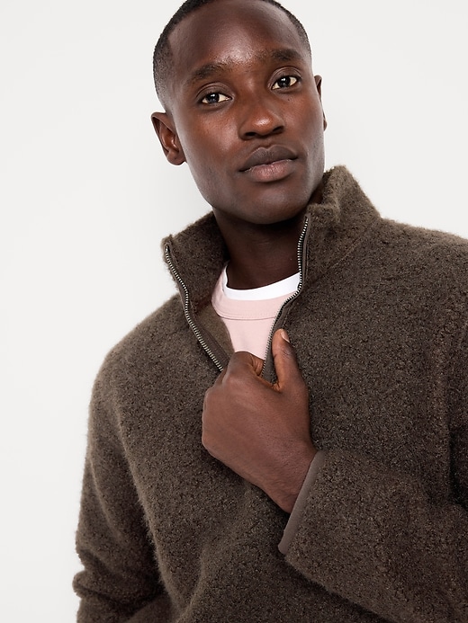 Image number 3 showing, Loose Bouclé Sherpa Quarter-Zip Pullover