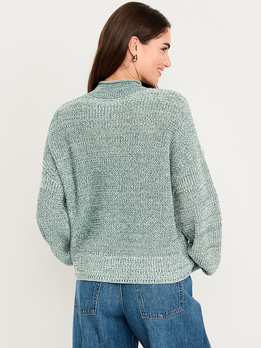 Image number 2 showing, Roll-Neck Marled Seaside Cotton Sweater