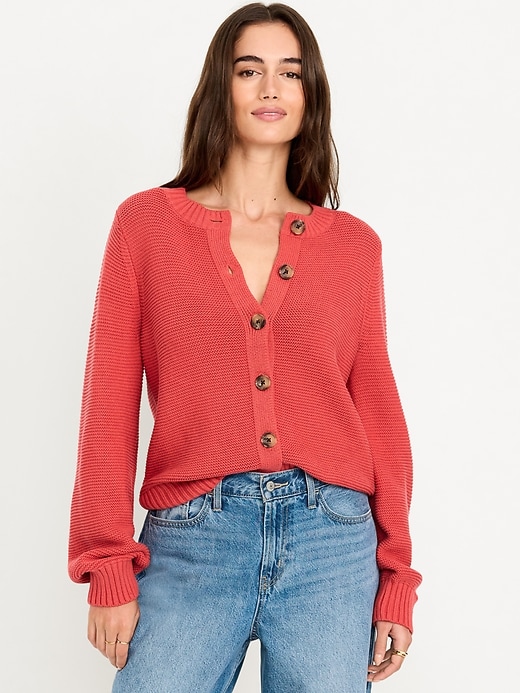 Image number 1 showing, Garter-Knit Cardigan Sweater