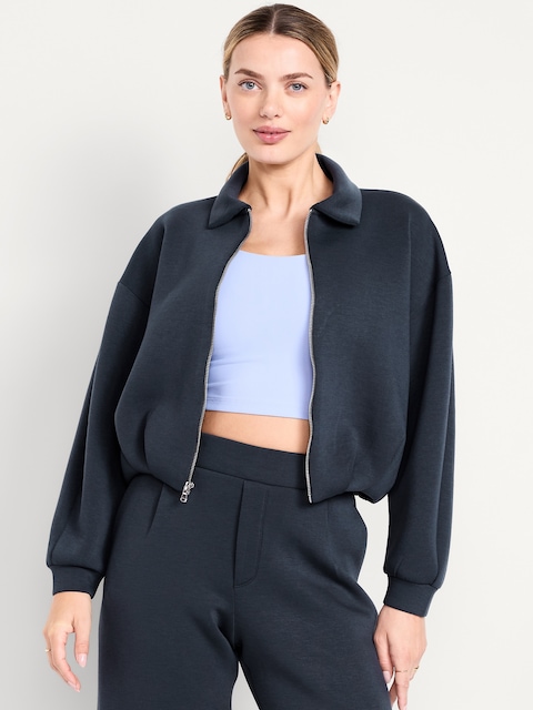 Blouson d’aviateur surdimensionné en molleton raffiné - Crépuscule Marin