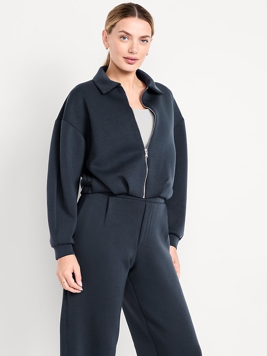 L'image numéro 6 présente Blouson d’aviateur surdimensionné en molleton raffiné