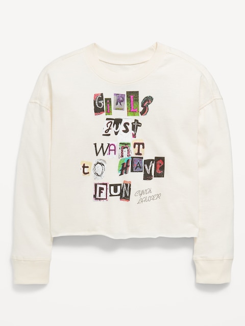 Cyndi Lauper™ Graphic Raw-Edge T-Shirt for Girls - Creme De La Creme