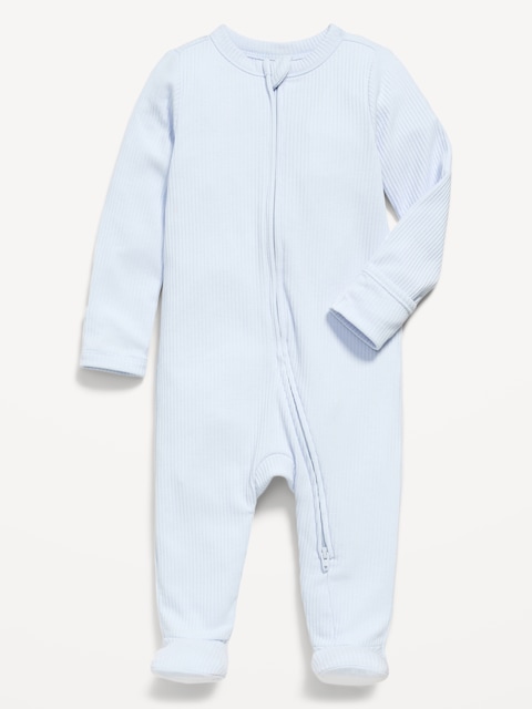 Ribbed 2-Way-Zip Sleep & Play Footed One-Piece for Baby