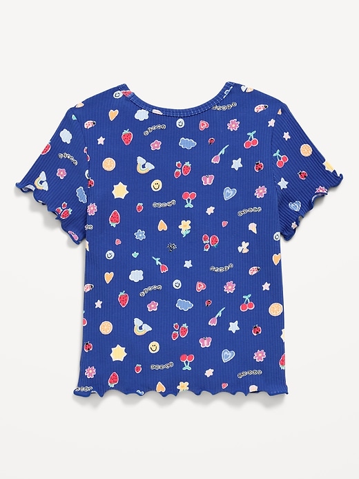 L'image numéro 2 présente T-shirt à manches courtes à bordure ondulée à motif pour toute-petite fille