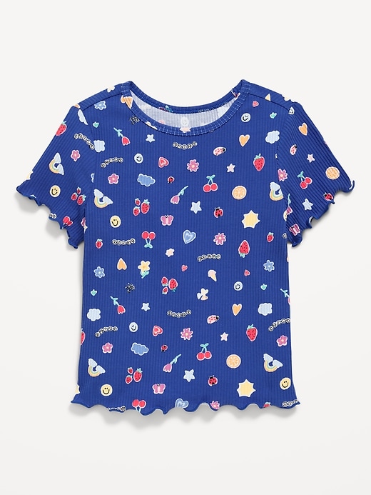 L'image numéro 1 présente T-shirt à manches courtes à bordure ondulée à motif pour toute-petite fille