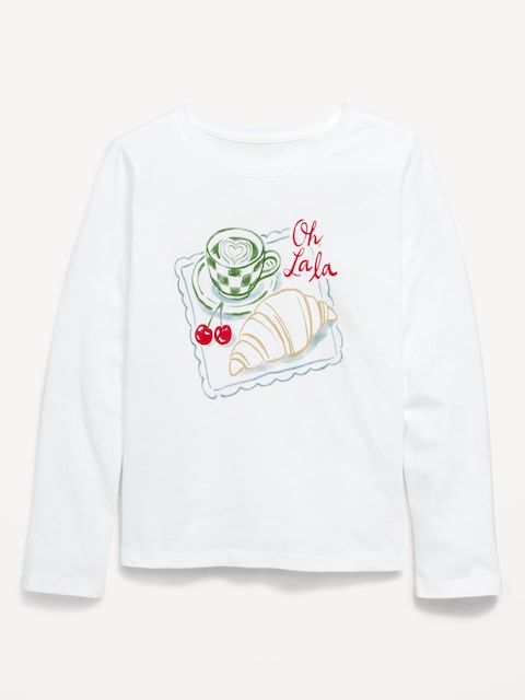 T-shirt à manches longues et à imprimé pour fille - Lys Blanc