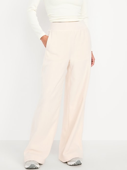 L'image numéro 1 présente Pantalon à jambe ultra-large à taille très haute en micromolleton