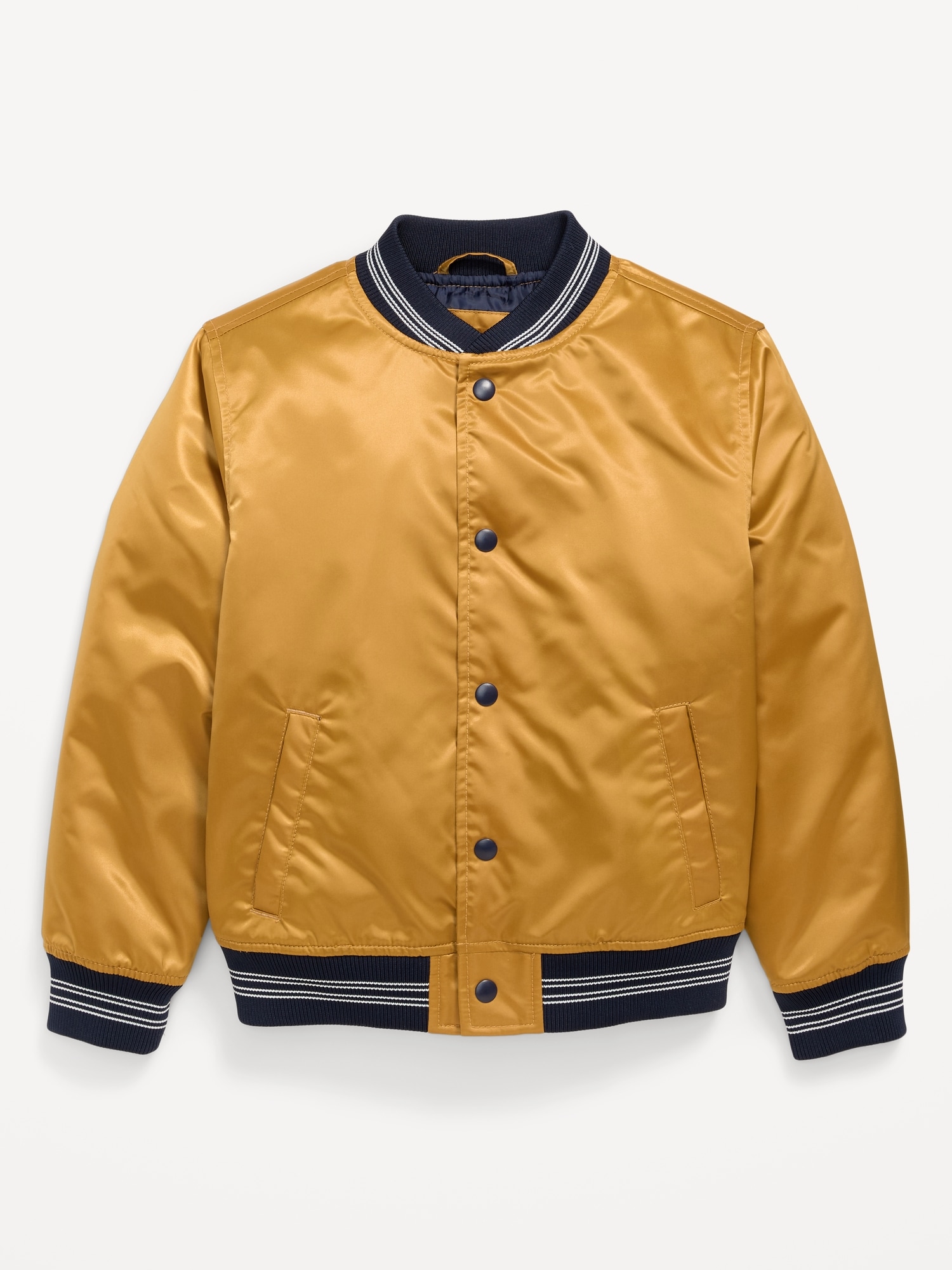 Button-Front Satin Bomber Jacket for Boys