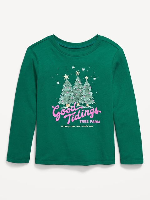 Long-Sleeve Holiday Graphic T-Shirt for Toddler Girls - Botanica