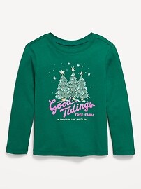 Image number 1 showing, Long-Sleeve Holiday Graphic T-Shirt for Toddler Girls