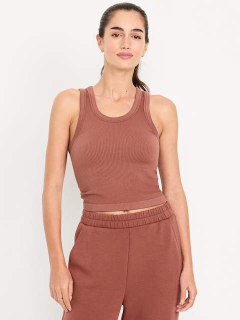 Exhale Seamless Fitted Rib Tank - Oxblood