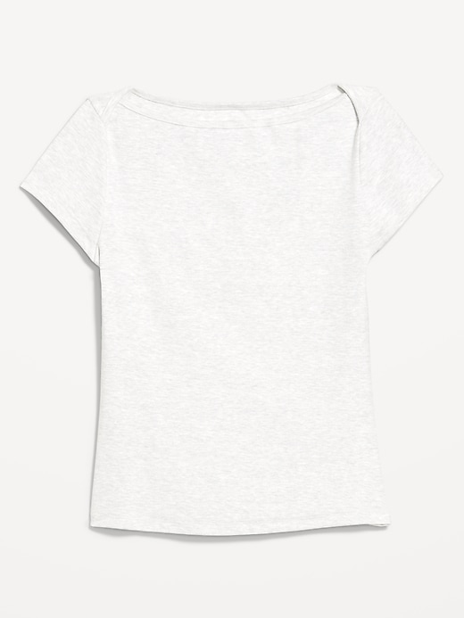 L'image numéro 4 présente T-shirt ajusté à encolure bateau