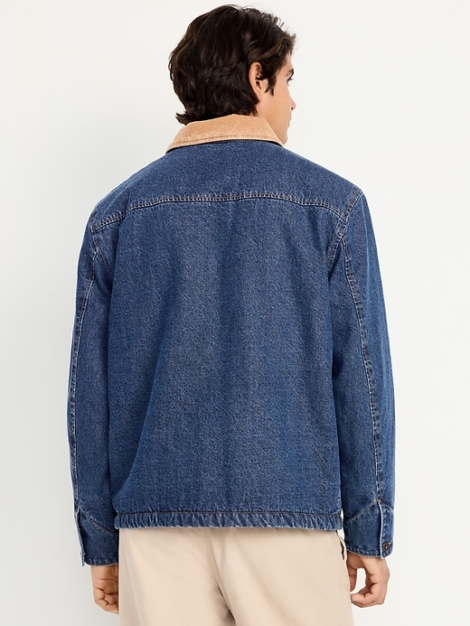 L'image numéro 2 présente Veste de travail en denim à glissière et à doublure en sherpa