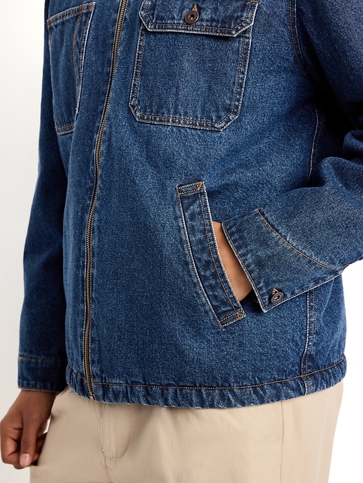 L'image numéro 4 présente Veste de travail en denim à glissière et à doublure en sherpa