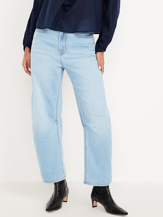 Image number 2 showing, High-Waisted Wow Barrel Ankle Jeans