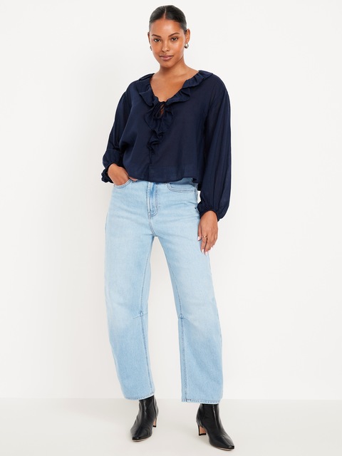 High-Waisted Wow Barrel Ankle Jeans - Summer