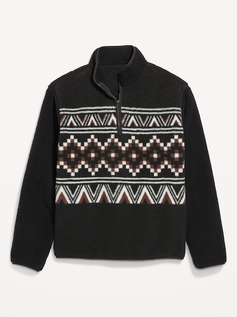 Chandail en sherpa à motif et à glissière au quart
