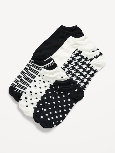 Socquettes pour femme (paquet de 6 paires) - Noir/Blanc