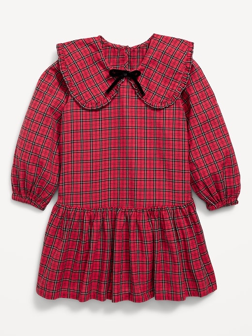 L'image numéro 1 présente Robe à col à manches longues à carreaux pour toute-petite fille