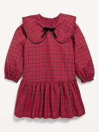 L'image numéro 1 présente Robe à col à manches longues à carreaux pour toute-petite fille