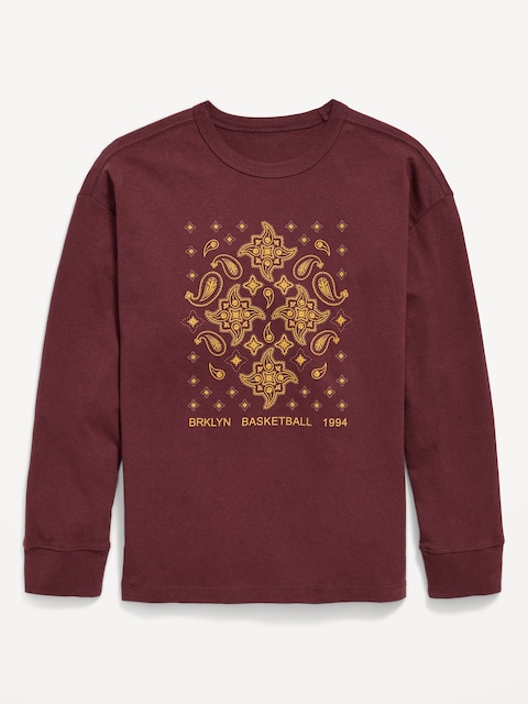 T-shirt surdimensionné à imprimé à manches longues pour garçon