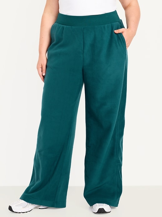 Image number 4 showing, Extra High-Waisted Microfleece Wide-Leg Pants