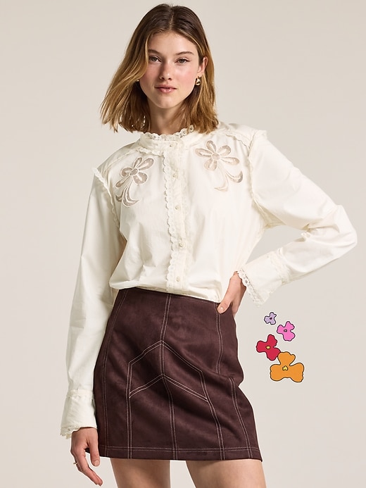 Image number 1 showing, Old Navy x Anna Sui Button-Down Applique Top