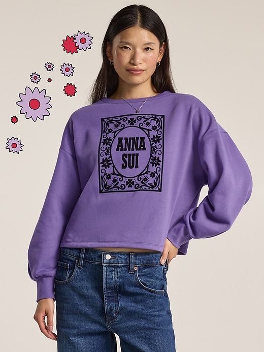Image number 1 showing, Old Navy x Anna Sui Crew Neck Graphic Fleece Sweatshirt
